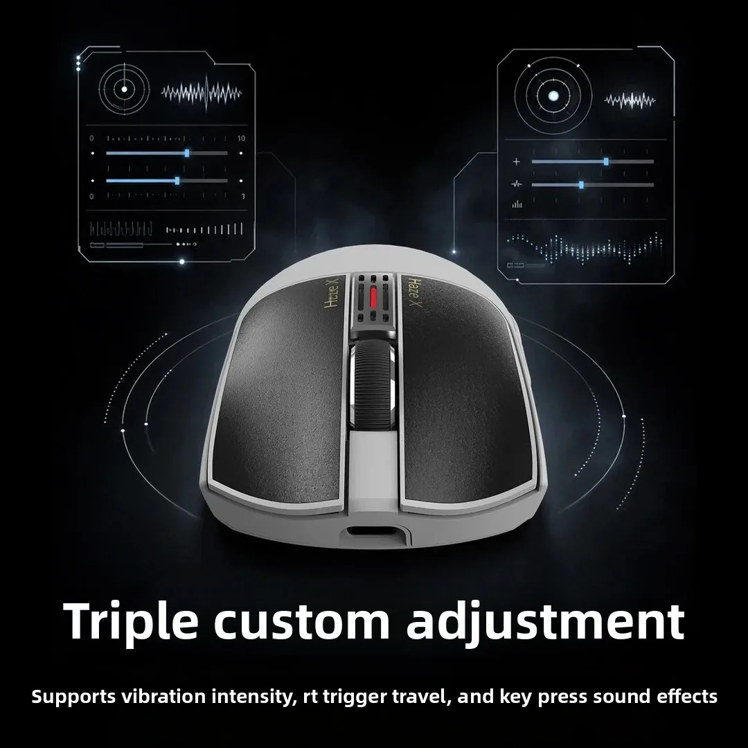 IPI Hazex Gaming Mouse 8KHz PAW3955 60000DPI 500mAh Custom Click Sounds Tri‑mode Wireless Mouse Medium‑large Hands PC Accessory