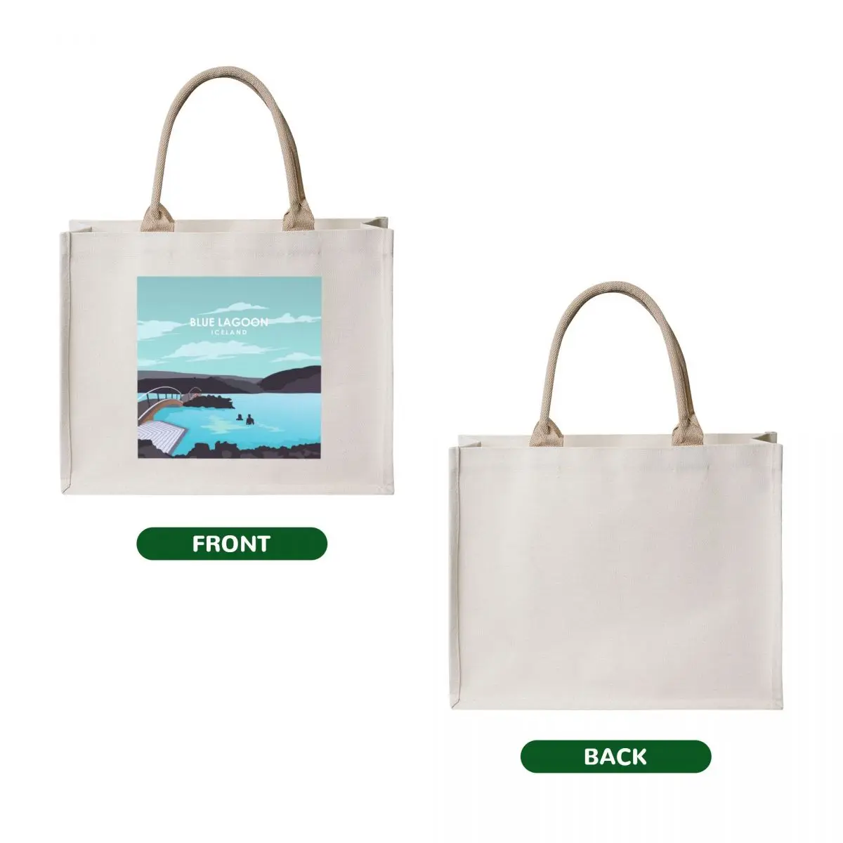 Blue Lagoon Iceland Minimalistic Travel Poster Tote Bag canvas tote Customizable tote bag bags men Reusable bags