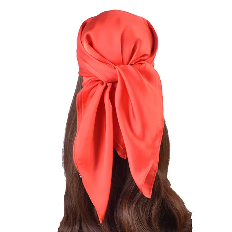 70*70cm Solid Color Hair Scarf Women New Spring Summer Thin Silk Scarf Trendy Versatile Shawl Headscarf Female Hijab Neckerchief