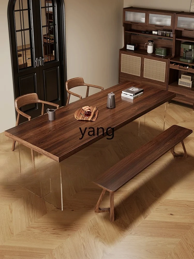 LMM acrylic suspended dining table household small apartment new Chinese office tea table