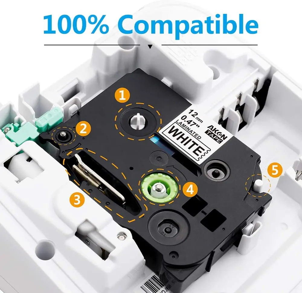 5PK Laminated Label Tape Tze 231 Compatible for Brother Label Maker 12mm Multicolor Cassette Tape for P700 P750 Labeling Printer