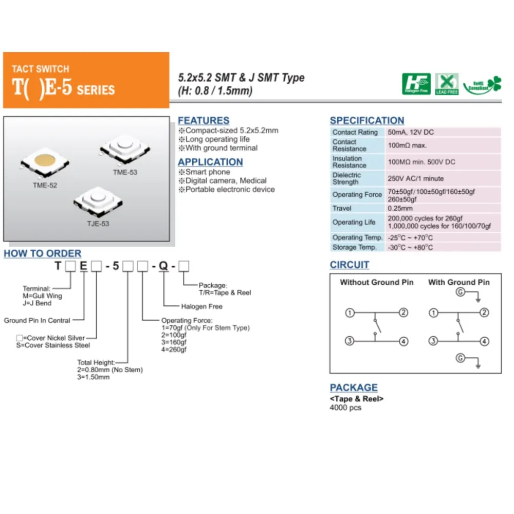 20Pcs Taiwan 4*4*1.5 Tact Switch Patch 4 Foot Switch Waterproof And Dustproof Tact Key Switch