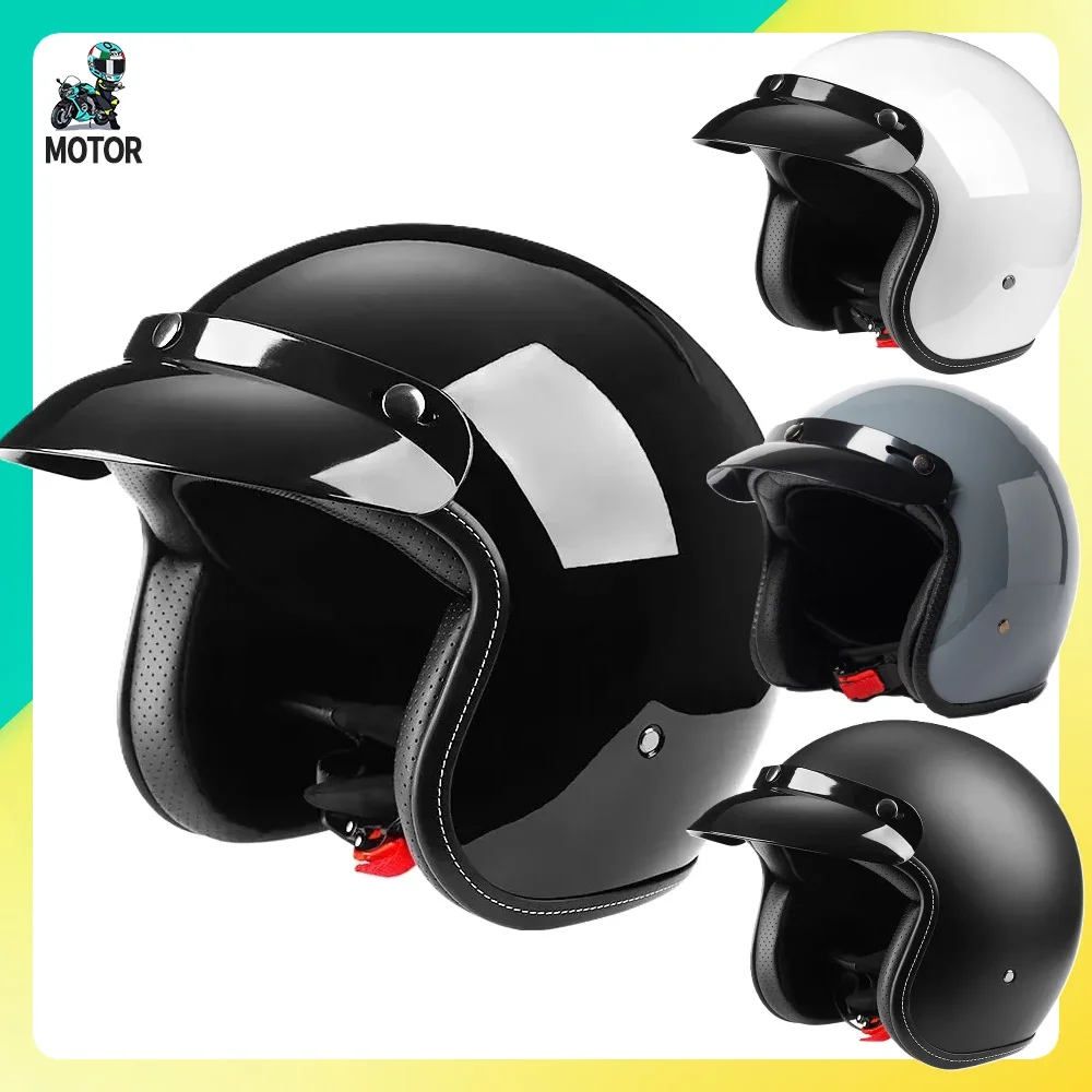 Casco de motocicleta Retro de cara abierta, protector de cabeza de alta calidad, aprobado por DOT, 3/4