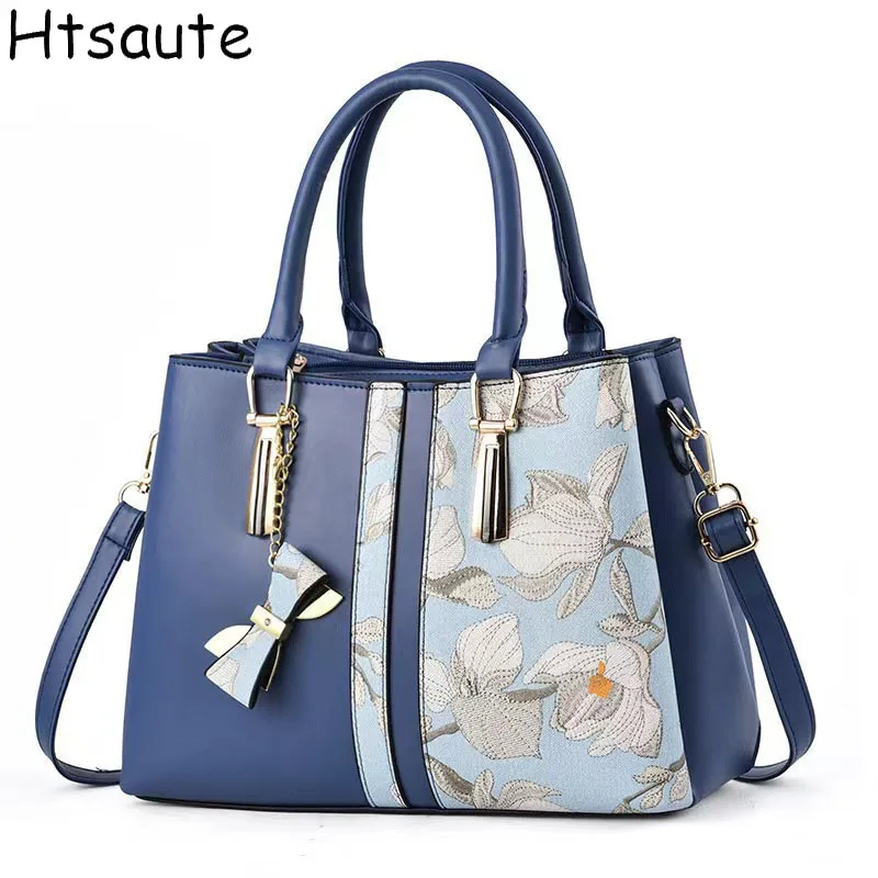 

Flower Printed Versatile Shoulder Bags Women Luxury Designer PU Leather Messenger Crossbody Bags Ladies Casual Purse Handbag