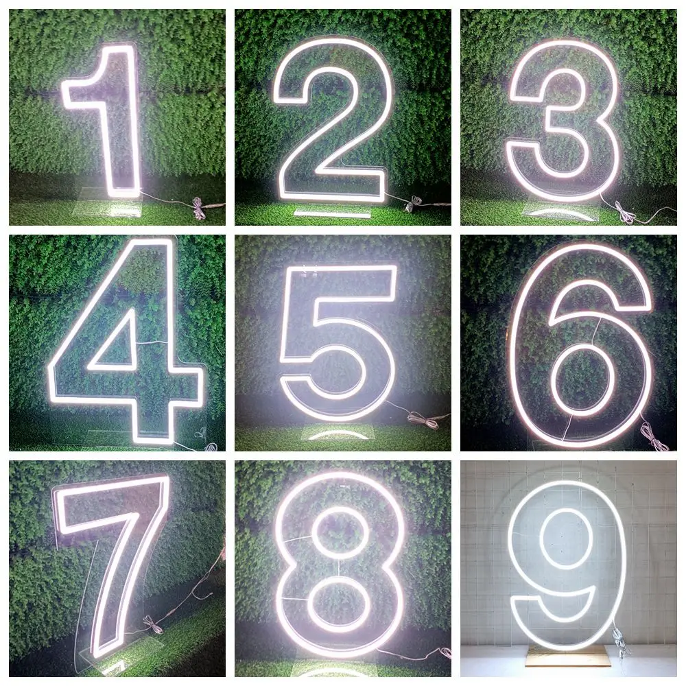 Big Size Neon Number 0-9, Custom LED Neon Sign Lights, Personalized Neon Sign, Wedding Party, Birthday Gift, Room Wall Decor