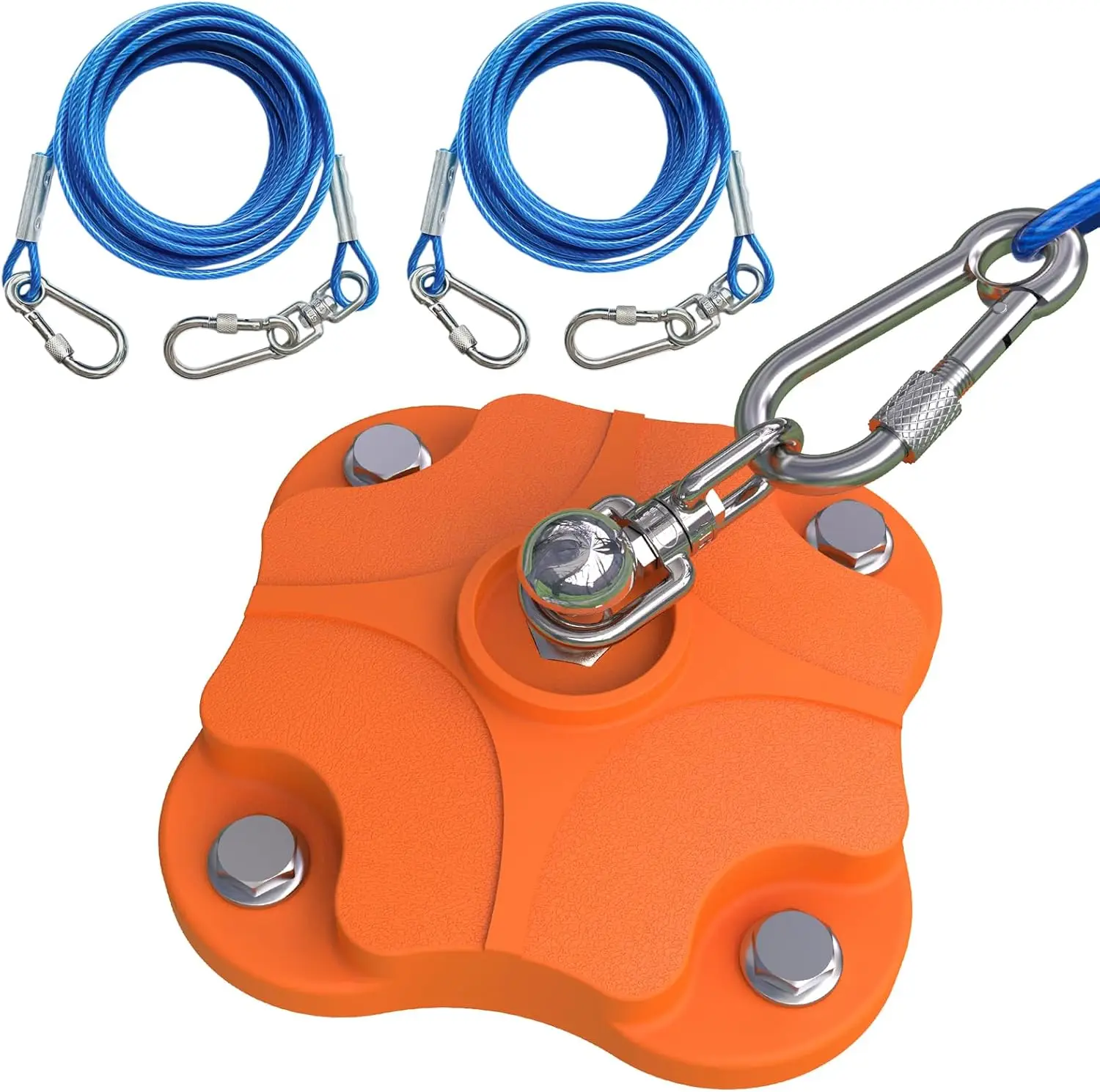 Heavy Duty Dog Tie Out Stake with 2x20ft Cables, 200lb Capacity, Dual Swivel for Large Dogs