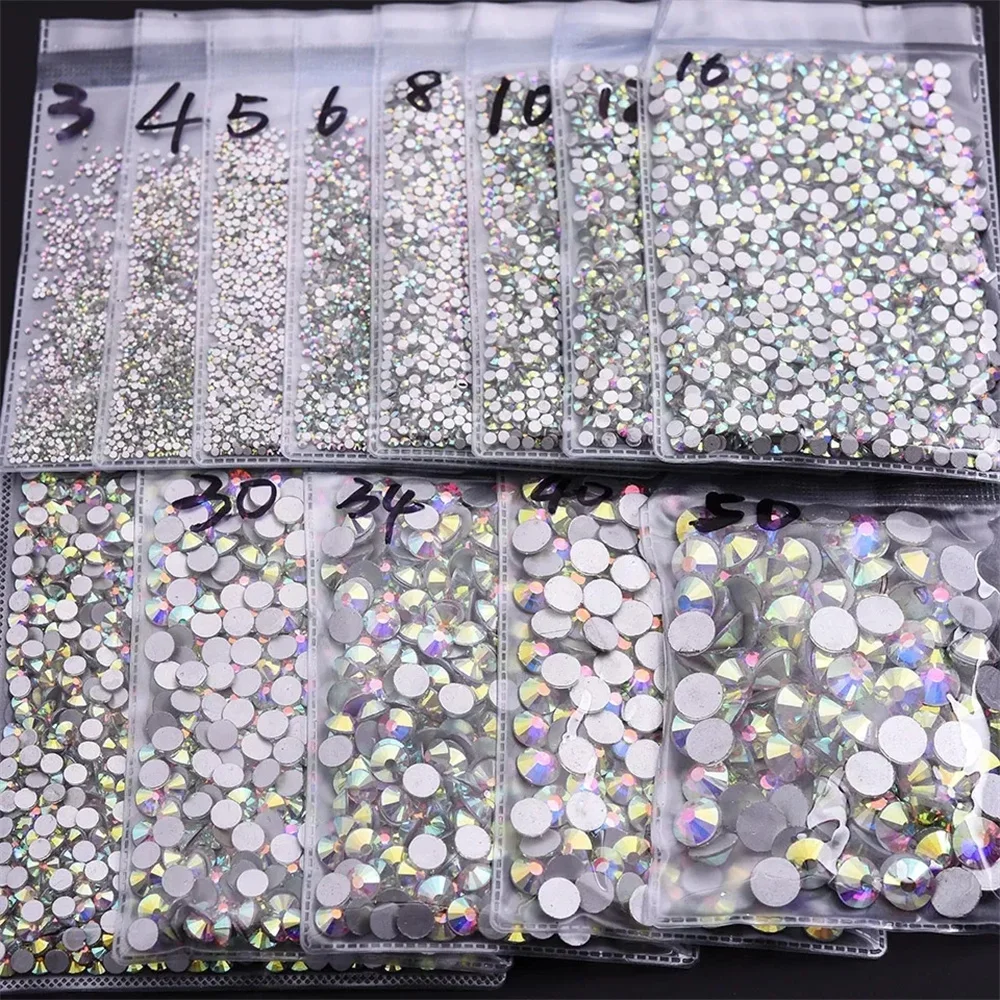 Super glitter cristal ab não hotfix strass SS3-SS50 flatback strass costura & tecido vestuário arte