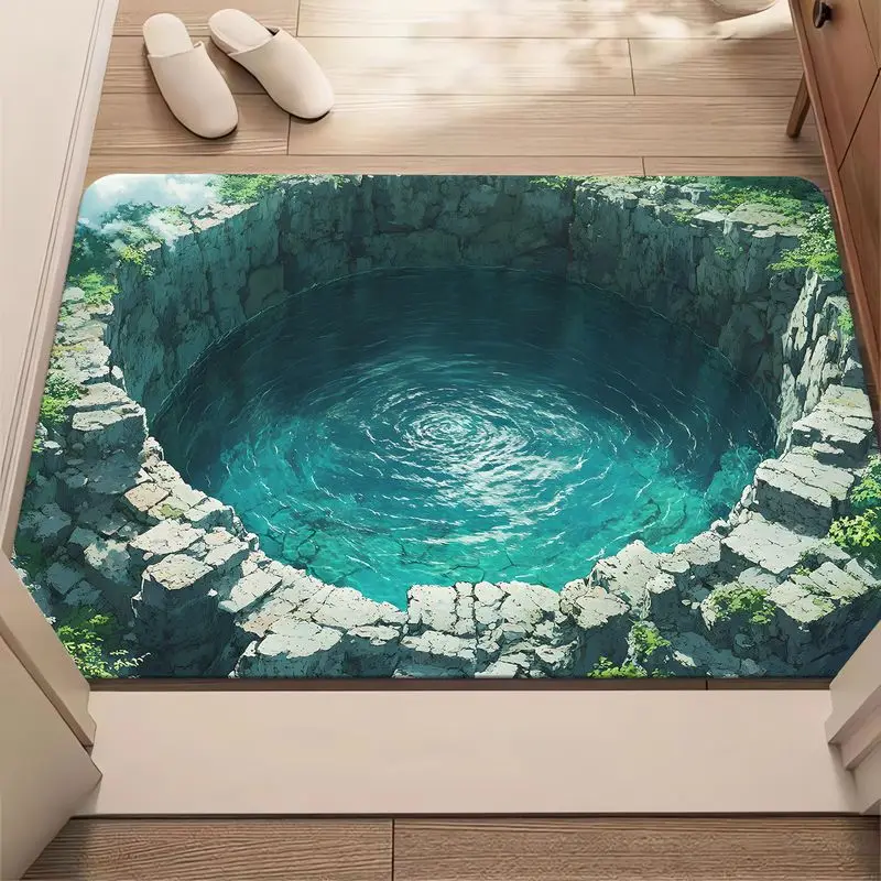 VIKAMA Visual Effect “Water Pool” Rug—Soft, Non-Slip Indoor and Outdoor Entry Mats and Bathroom Door Mats for Home Decor