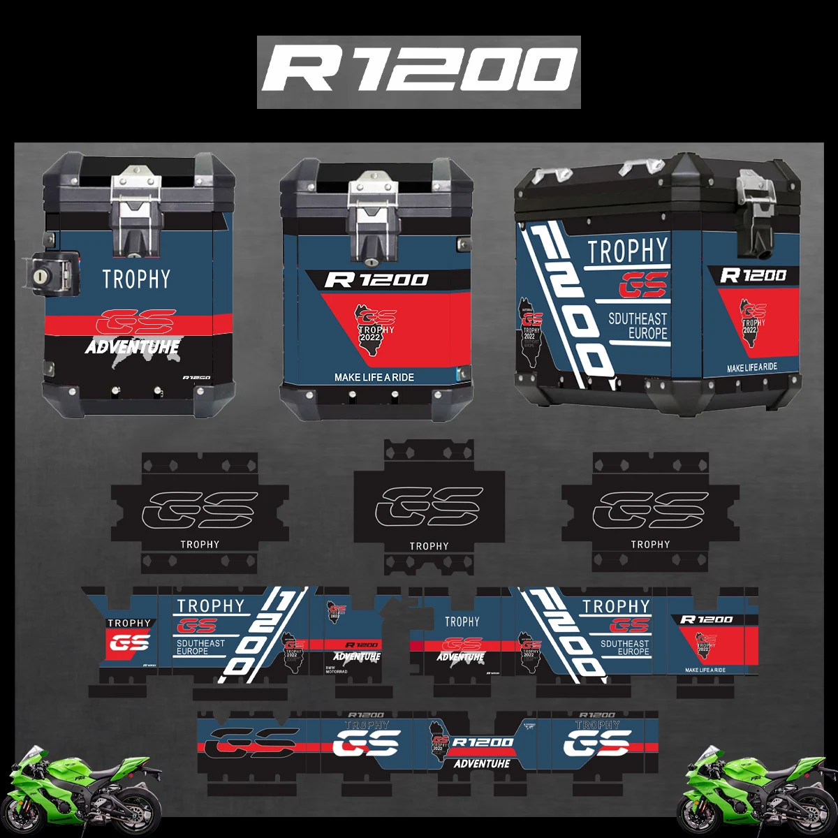 

Panniers 40 GS For BMW R1200GS R1200 GS ADV Triple Black Adventure 2019-2023 2022 2021 2020 Motorcycle Aluminum Box Sticker Case