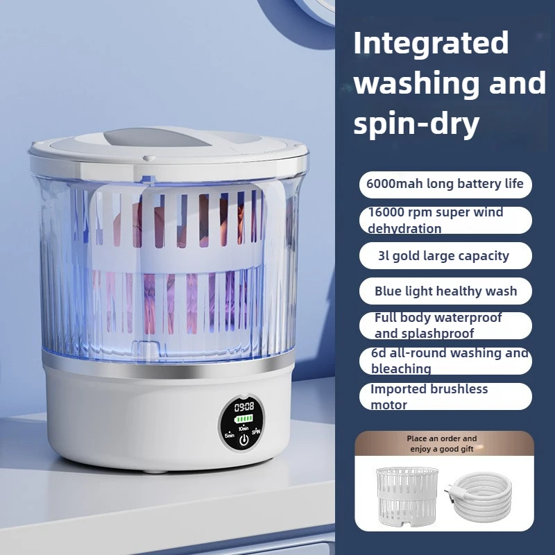 3L Mini Washing Machine Portable Home Clothes Socks Underwear Cleaning Washing Machine Travel Washing Machine with Spin Drying image 6