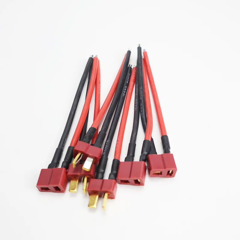5 uds conector de clavija en T macho/hembra 10cm 14AWG Deans Cable Ultra Pigtail Cable de silicona suave para RC Hobby Quadcopter batería Lipo