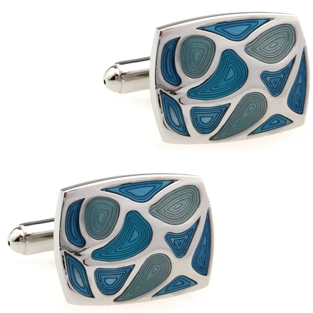 Hot Sale Blue Color Enamel Cufflink Cuff Link Free Shipping