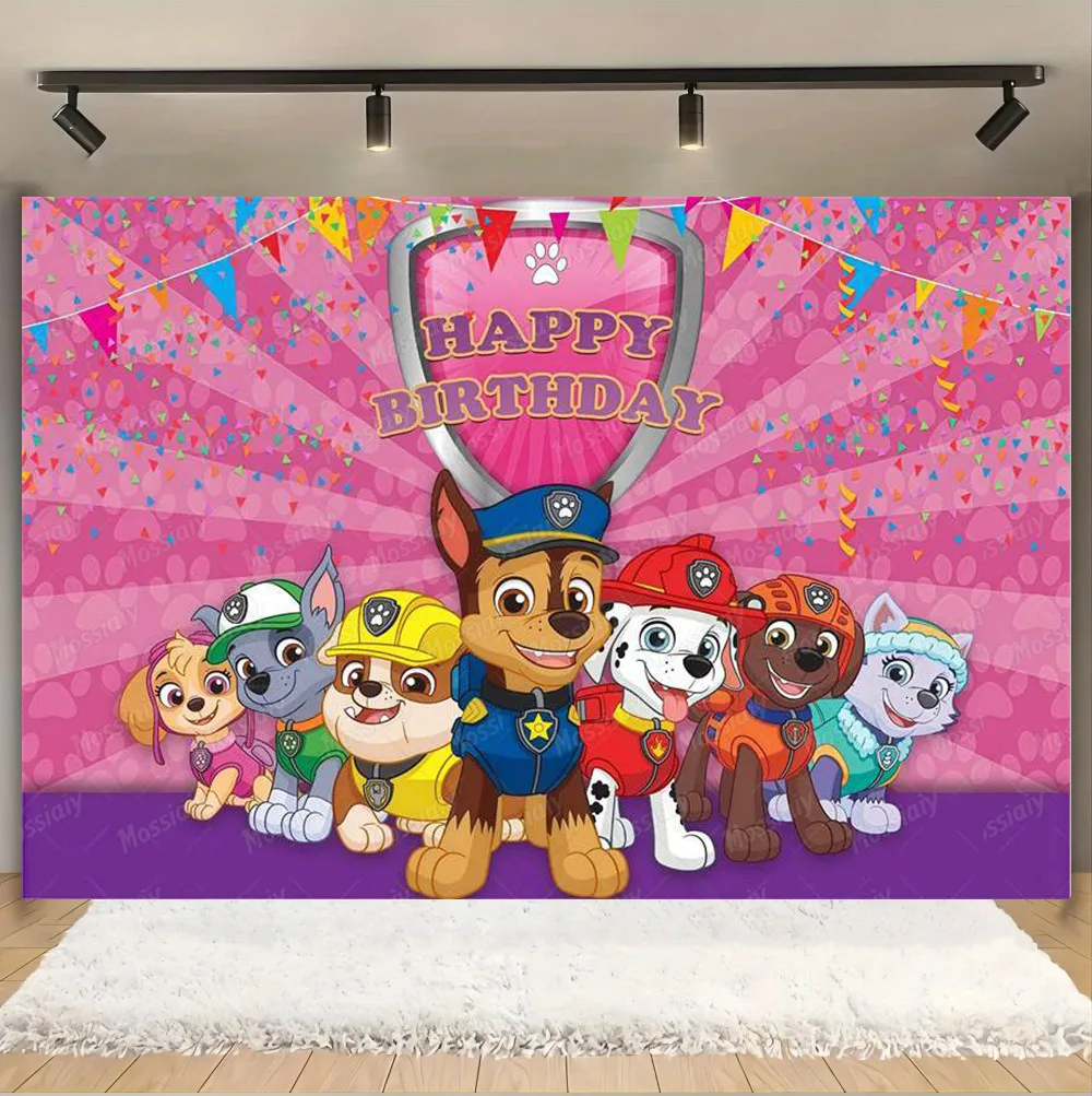 PAW Patrol Photography Background Child Birthday Party Decoration Puppy Dog Backdrop Cloth Baby Shower Supplies Boys Girls Gift
