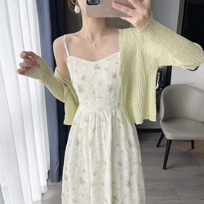 

Bodycon Dress Long Dresses for Women Dress, Sunscreen Cardigan Two-piece Set, Spring and Summer New Style, Temperament