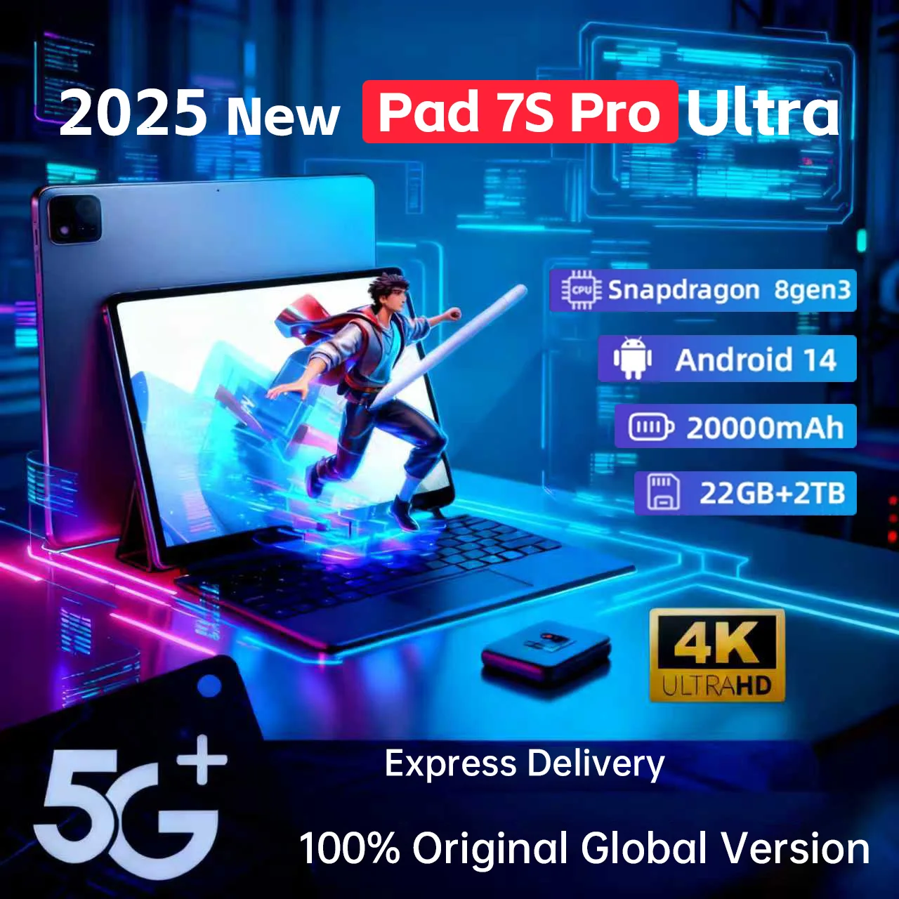 yZ[z2025NV^IWiO[oŃ^ubgPC Pad 7 ProASnapdragon 8gen3ځAAndroid 14 HD 4KA22GB + 2TBAfASIM 5GWIFIΉ