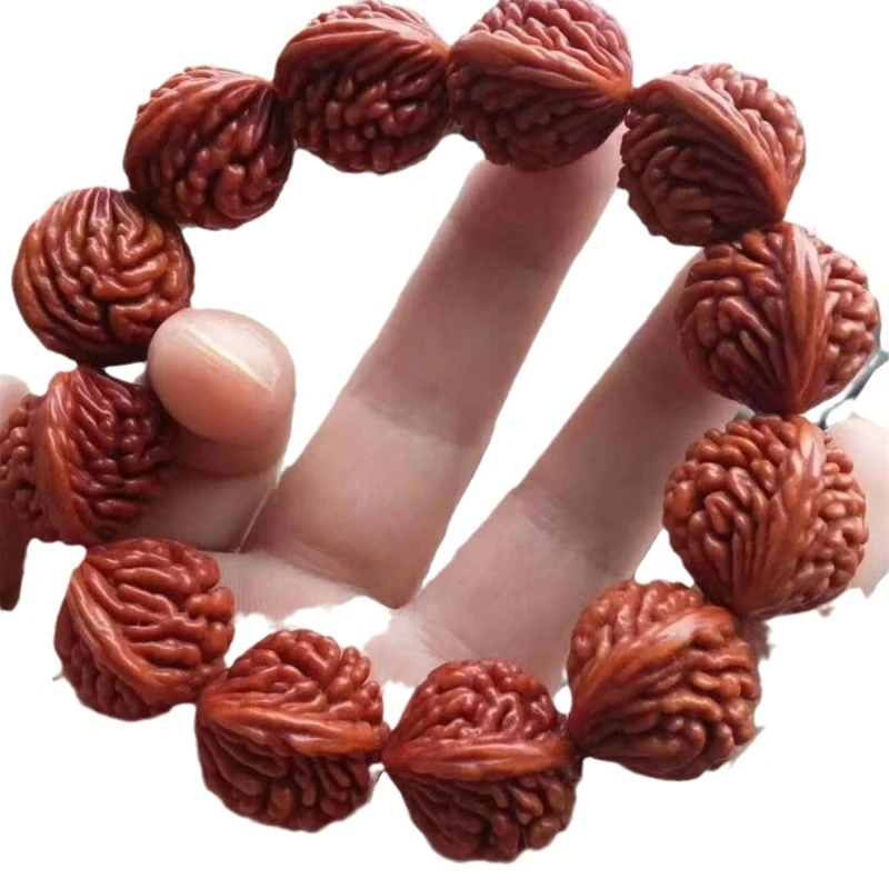 Qinling wild dragon-patterned walnut bracelet, Tyrannosaurus rex design, natural walnut deep-patterned bracelet accessory for me