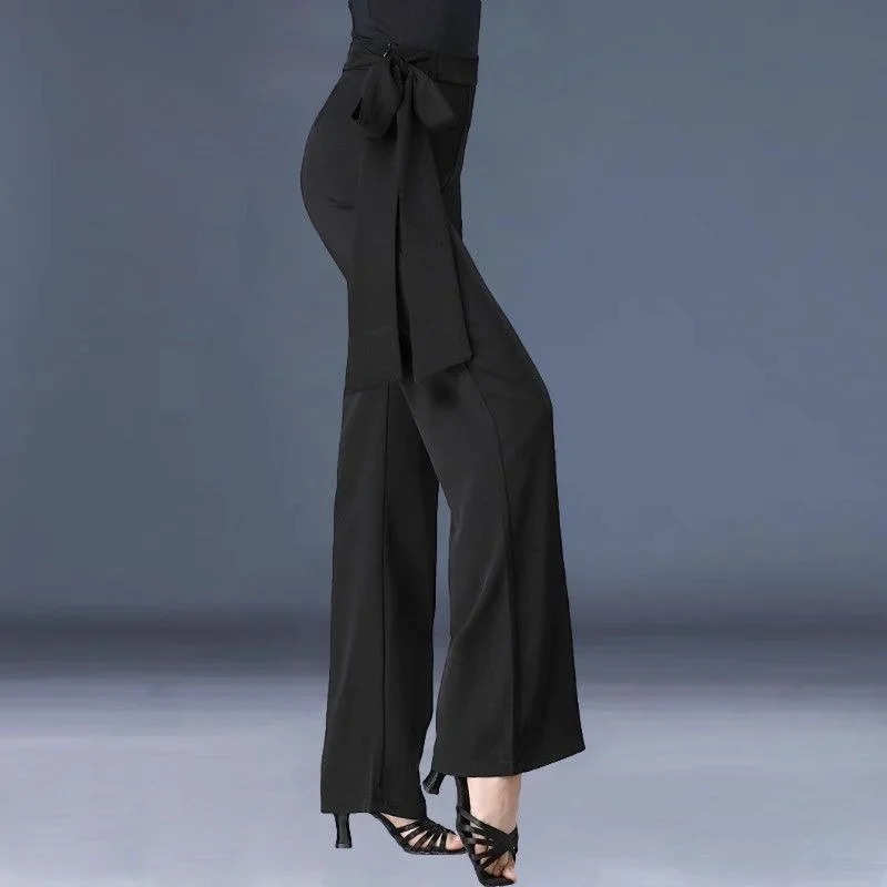 Calça de dança latina feminina, calça dançante de cintura alta, roupa reta para pernas largas, moderna e de amizade, nova