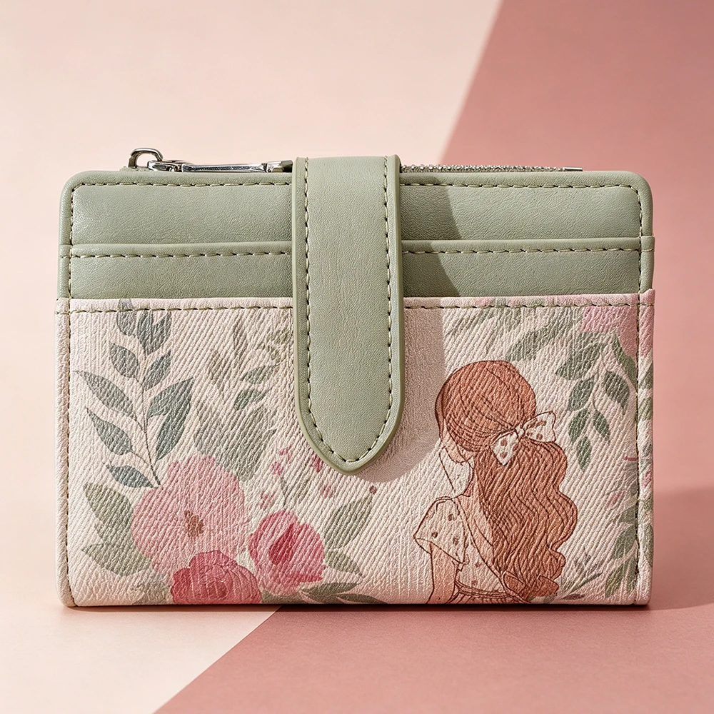 New Women Short Wallet High Quality Zipper Card Holder Small Female Coin Bag Simple Cute Cartoon Pattern Purse for Girls