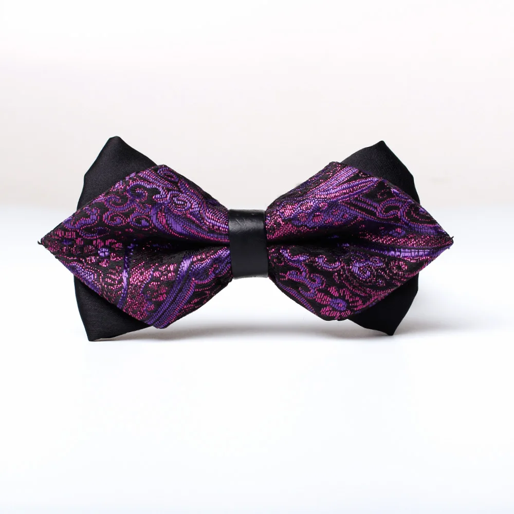 Bowknot Handmade Luxury Bow Ties For Man Wedding Groom Gold Black Cravats Dress Suits Accessories Shiny Bowties Pointed Bow Tie