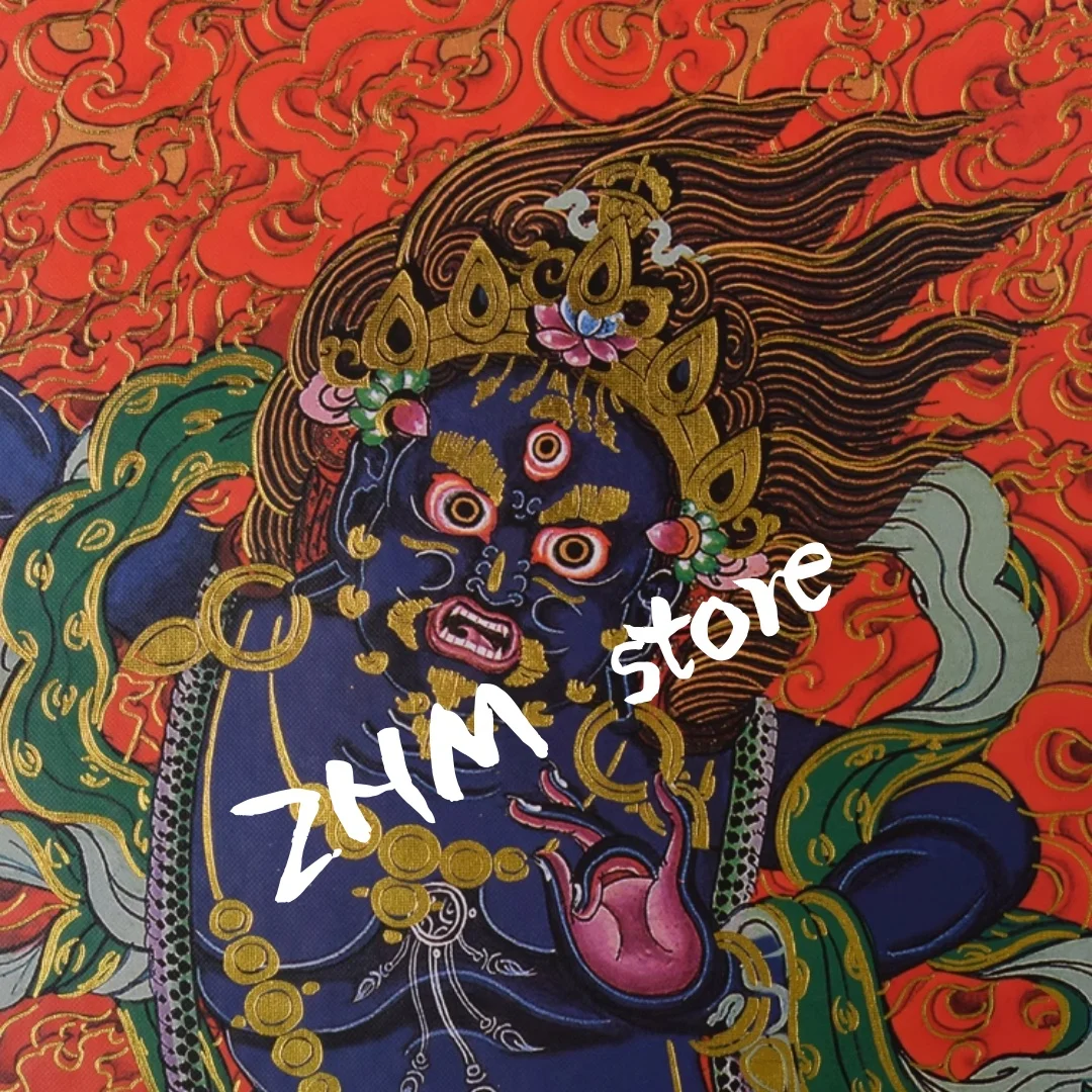 Tibetan Thangka Painting - Vajrapani Bodhisattva Gilded Gold-Stamped Tibetan Tantric Buddhist Artwork Mahasthamaprapta Thangka