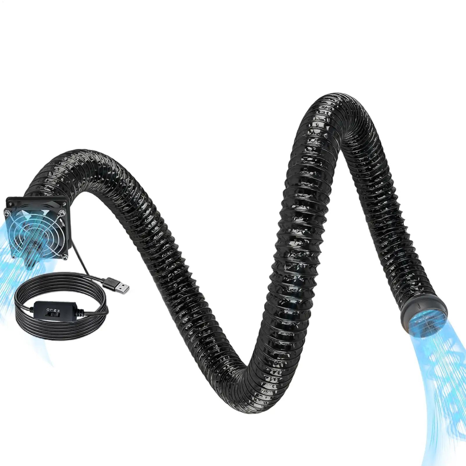 Car Vent Extender for Back Seat Extender Hose with Built-In USB Fan Rear Seat Cooling Vent Extension Tube for Vehicle SUV Sedan