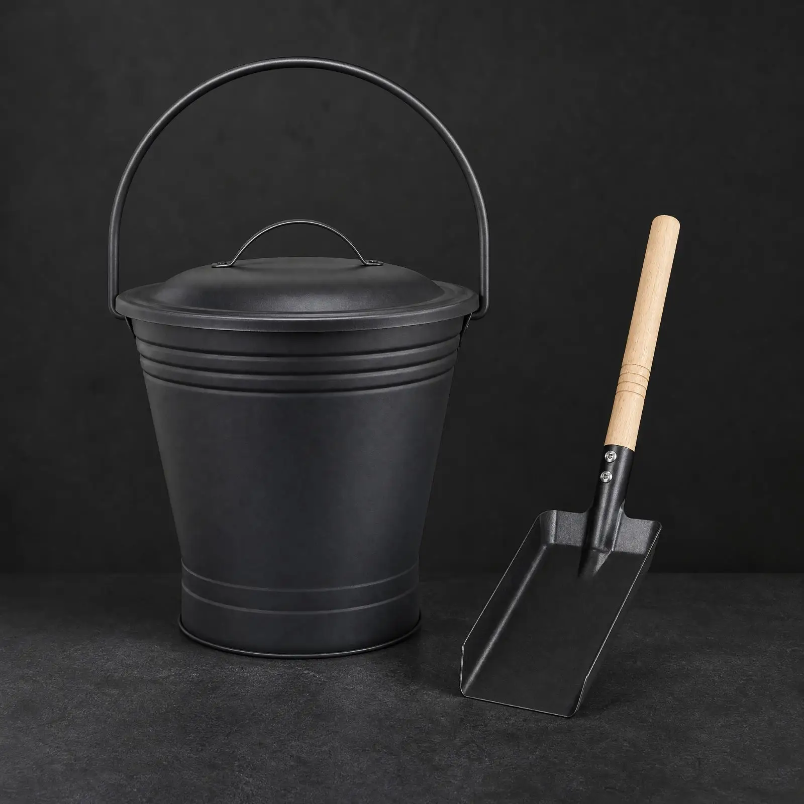 Ash Bucket with Shovel Iron Lid Fireplace Pail for Cold Ash Disposal Home Hearth Cleaning Accessory Ash Bucket with Shovel Iron Lid Fireplace Pail for Cold Ash Disposal Home Hearth Cleaning Accessory