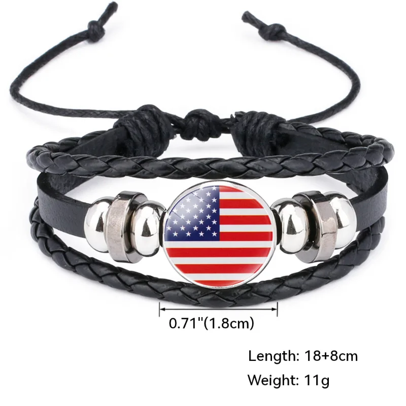 North American Flag Bracelet for Men Women Football Game USA Canada Mexico Guatemala Panama Woven Leather Bangles Souvenir Gift