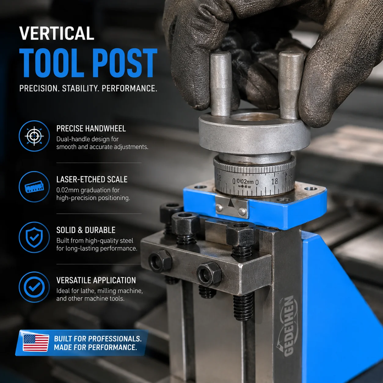 Lathe Vertical Slide Tool Holder Steel Adjustable Cutter Rest for WM210V WM210 BHC210 HS210 JY210V CTC210