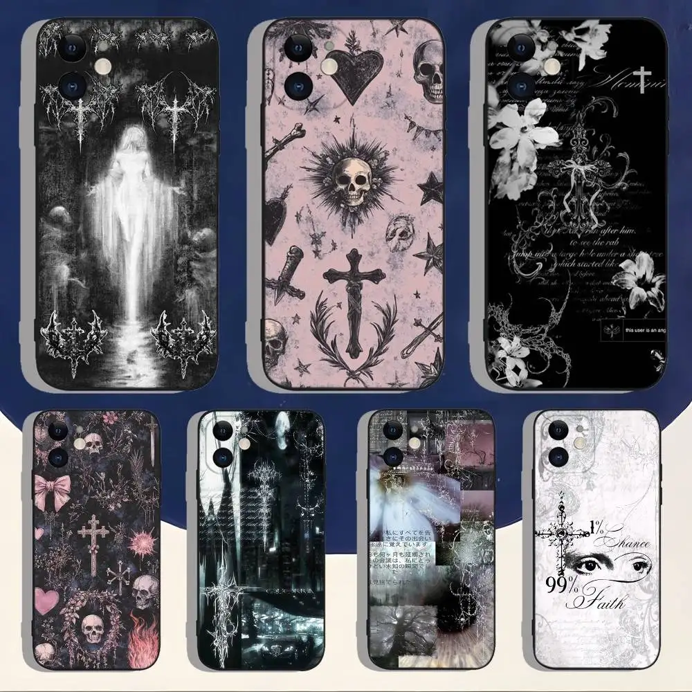 

Gothic Coquette Cybersigilism Phone Case For iPhone 17,16,15,14,13,12,11,Pro,Max,Plus,Air,X,XS,XR,SE,8,7,Mini,Soft Black Case
