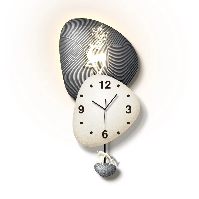

Living room with good fortune Modern clock wall hanging restaurant creative wall lamp