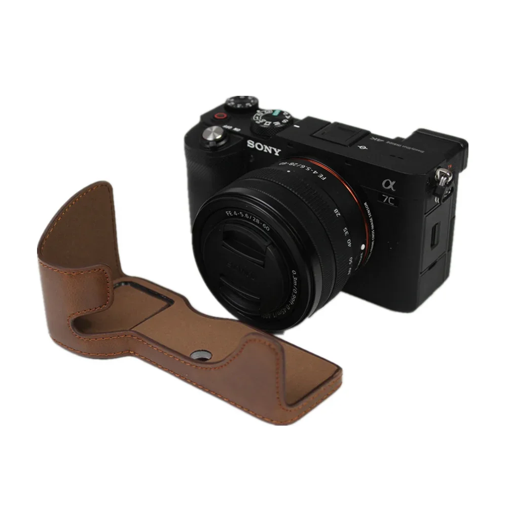 

Сумка для камеры A7C, чехол из искусственной кожи для Sony A7C Alpha 7C ILCE-7C, нижняя крышка с отверстием для аккумулятора