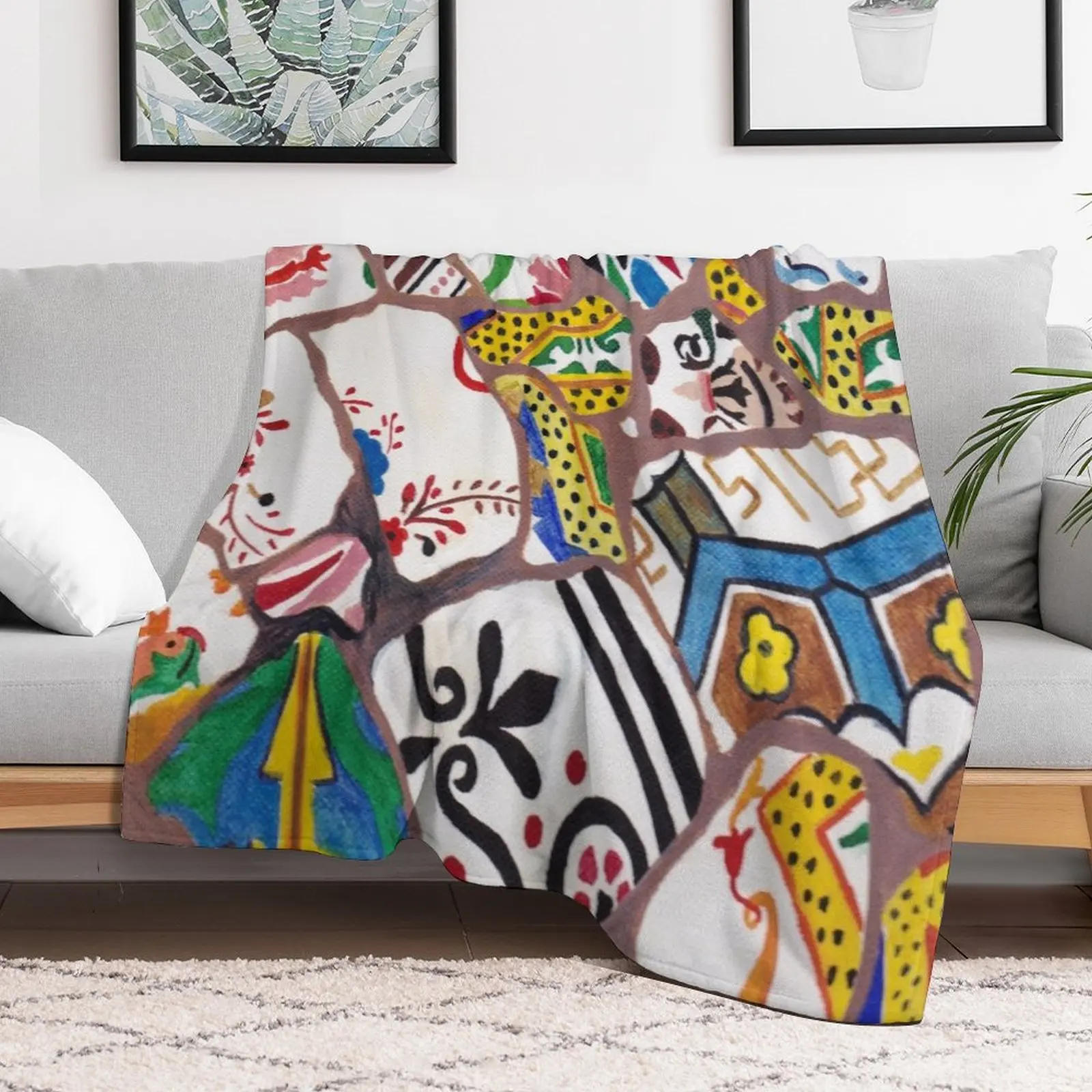 

Gaudi tiles Throw Blanket Comforter Blankets Sofas Of Decoration Large Blankets
