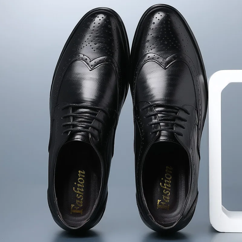 Męskie buty Oxford Oryginalne skórzane buty Brogue ze skóry cielęcej Klasyczne biznesowe buty formalne Męskie ręcznie wykonane