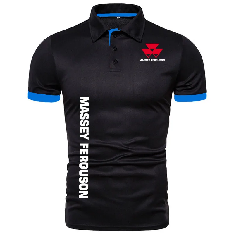S-8XL male brand teeshirt men summer cotton POLO shirt Massey Ferguson button up work business lapel short sleeved for men