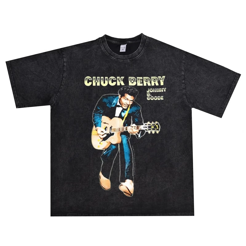 

2025 Chuck Berry, The Father of Rock and Roll, Printed T-shirt with Short Sleeves Made of Pure Cotton