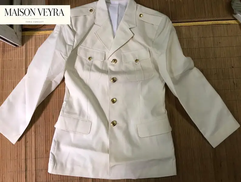 中国海軍制服ジャケット-白い将校コート-船員-春-ヴィンテージブレザー