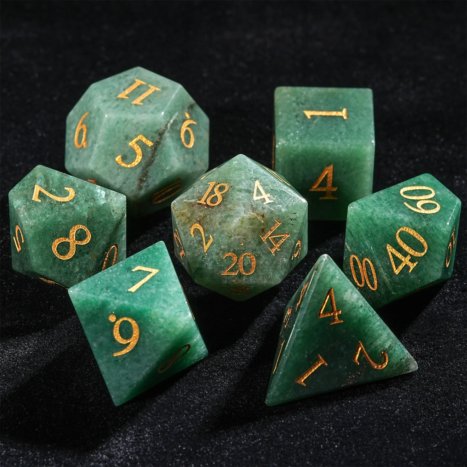 Conjunto de dados de pedras preciosas mnd, 7 peças, verde/branco/azul/vermelho/preto/borwn, dados poliédricos multifacares para d & d cOC, jogo de mesa de rpg