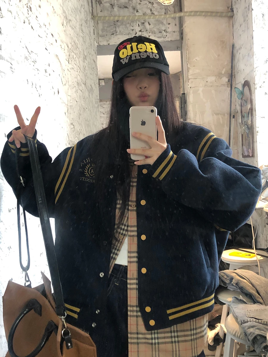 

Red Celebri Jaet Women's Autumn Winter Thiened Cotton Unique Super Beautiful Baseball Sle Casual Korean Match All G