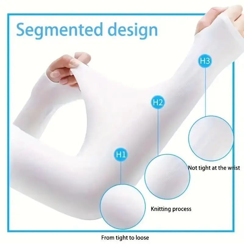 2Pcs Sunscreen Ice Sleeves Summer Thin Men & Women UPF 50+ Cooling Long Arm Cover Light Fragrance Elastic Ice Sleeves