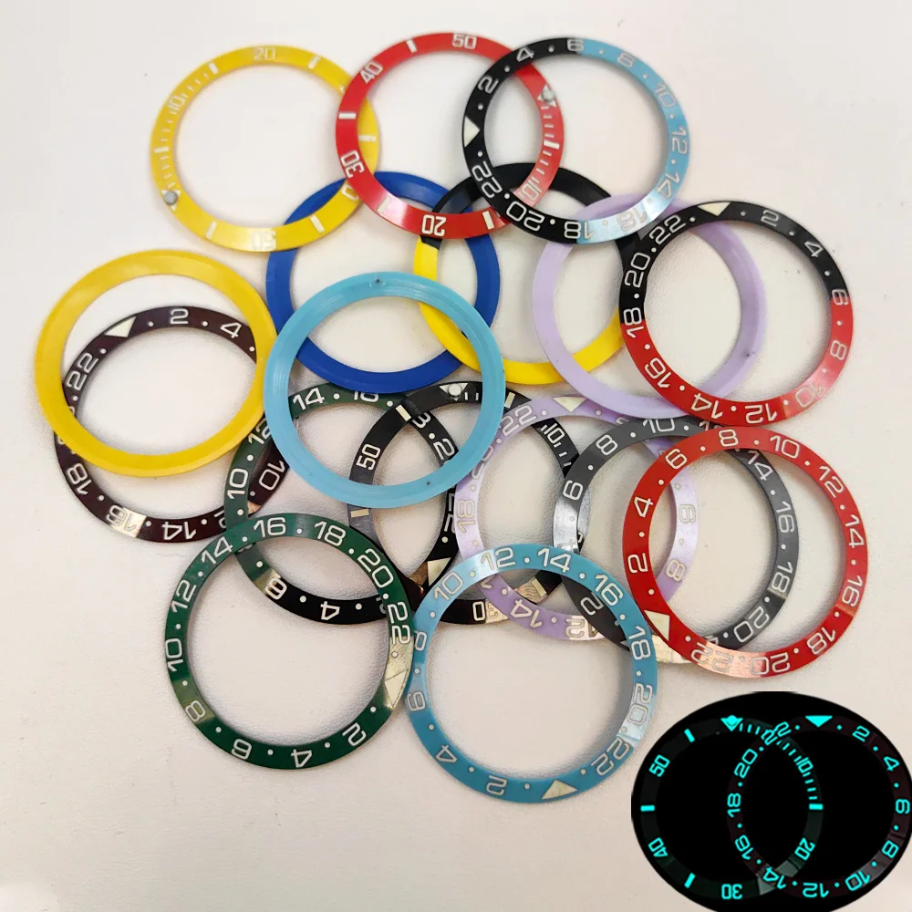 

38x30.6mm Blue Luminous Watch Bezel Insert Fit SKX007 SUB Watch Case NH35 Case Curved Ceramic bezel insert Ring Parts