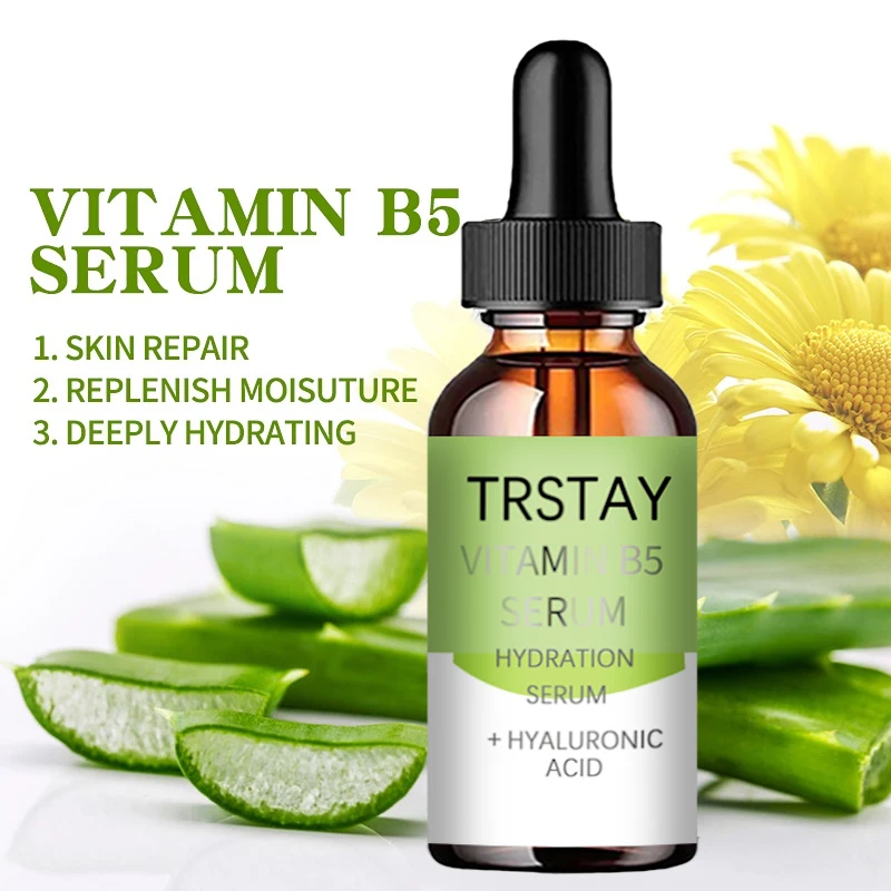 Witamina B5 Serum do twarzy gładka naprawa nawilżająca sucha skóra aloes łagodzi pory kurczyć ujędrniający nawilżający kontrola oleju esencja twarzy