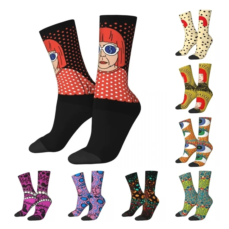 

Y2K Crazy Design Yayoi Kusama Anime Football Polka Pop Aesthetic Polyester Long Socks For Women Men Non-Slip