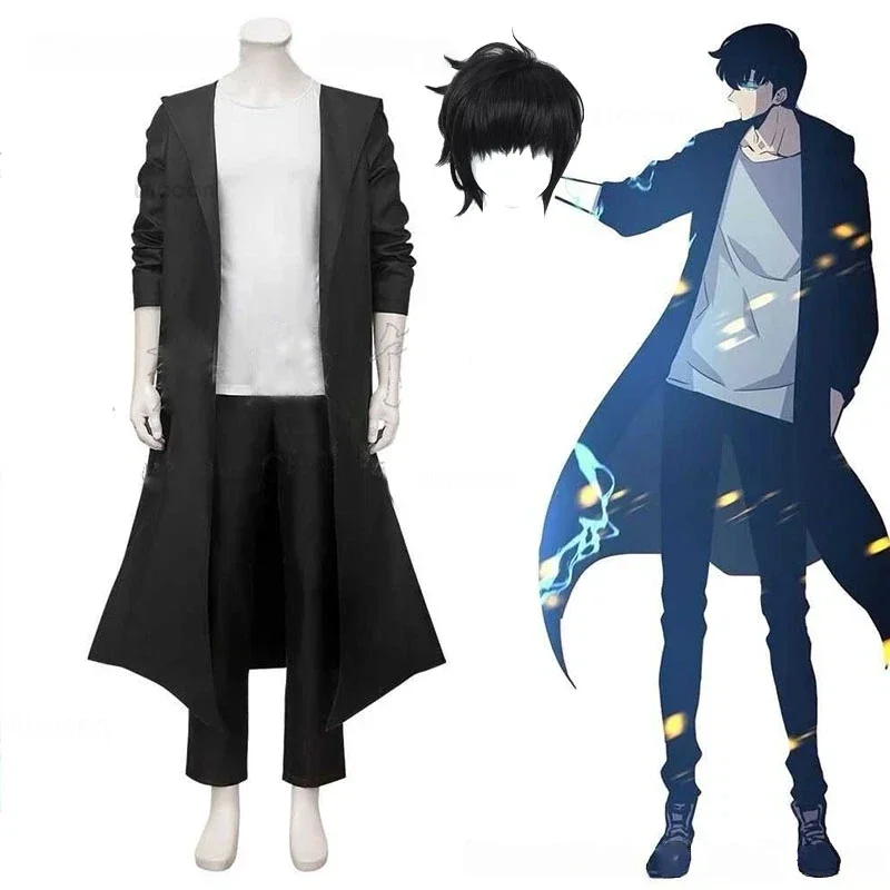 

2026 Anime Knight Killer Sung Jin-woo Solo Sung Jinwoo Leveling Cosplay Costume Wig Shun Mizushino Trench Coat Halloween Cos