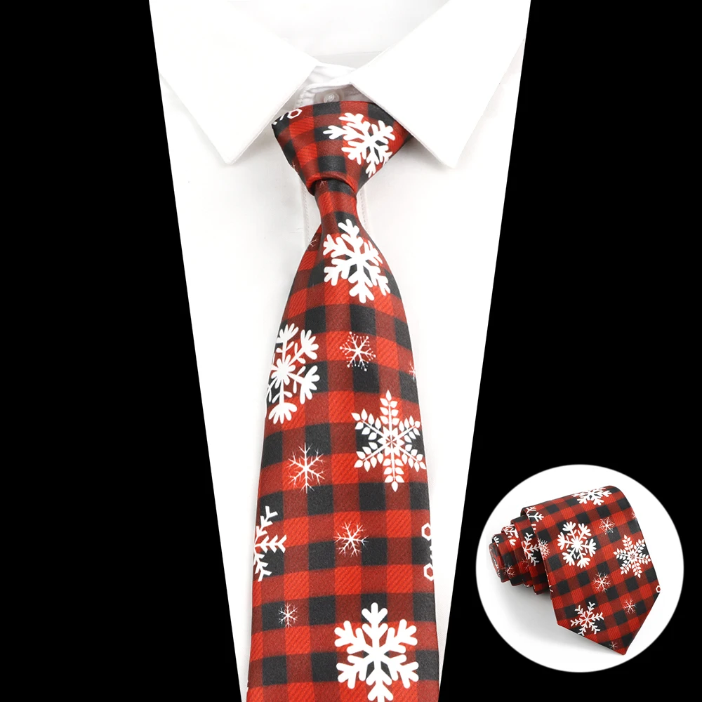 Men Women 8cm Christmas Tie Imitation Silk Snowflake Elk Tree Santa Claus Print Party Business Casual Fashion Tie Christmas Gift