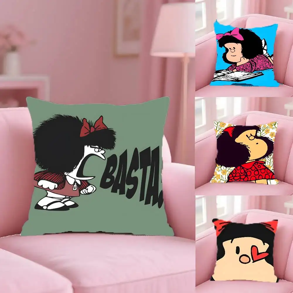 

M-Mafaldas Pillow Case Anti-dustmite Pillowcase Invisible Zipper Silky Short Plush Sofa Cushion Cover