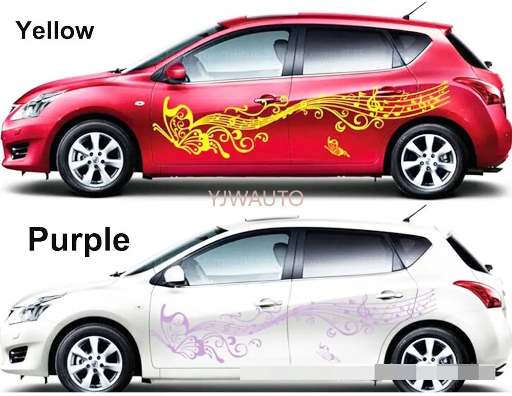 Car Stickers Racing Vinyl Butterfly Musical Note Sticker Car Decal Body Graphics Side Door Auto Sheet Music Stickers