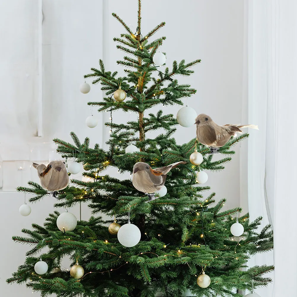

4pcs Simulated Sparrow Birds Artificial Bird Decor For Garden Tree Branches Outdoor Home Decoration Craft Bird Ornaments