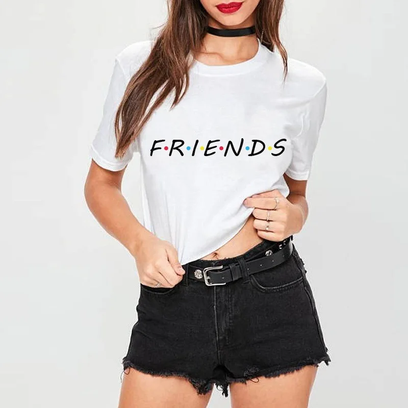 T shirt women 2026 fashion short sleeve colorful FRIENDS letter-printed T-shirt top for women's clothing