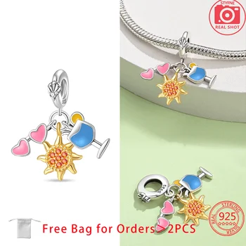 925純銀夏季串珠椰子雞尾酒紅酒咖啡吊墜,適合女士原創手鍊DIY精美珠寶禮品 10 最佳銷售 椰子女孩 - №9