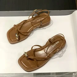 Roman Style Open Toe Summer 2025 Outdoor Sandals For Women Footwear Ladies Shoes Flat Chic And Elegant With Young On Sale Offer